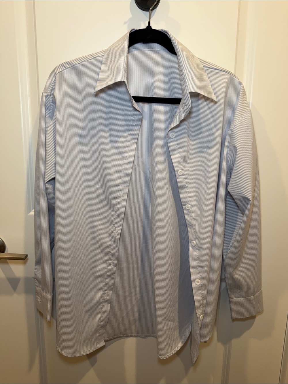 Classic Men's Light Blue Pinstripe Dress Shirt and Shorts Set